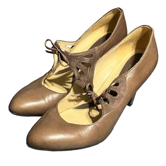 Naturalizer Collina Pavement Women's Leather Heels Size 8M Brown - Picture 1 of 6